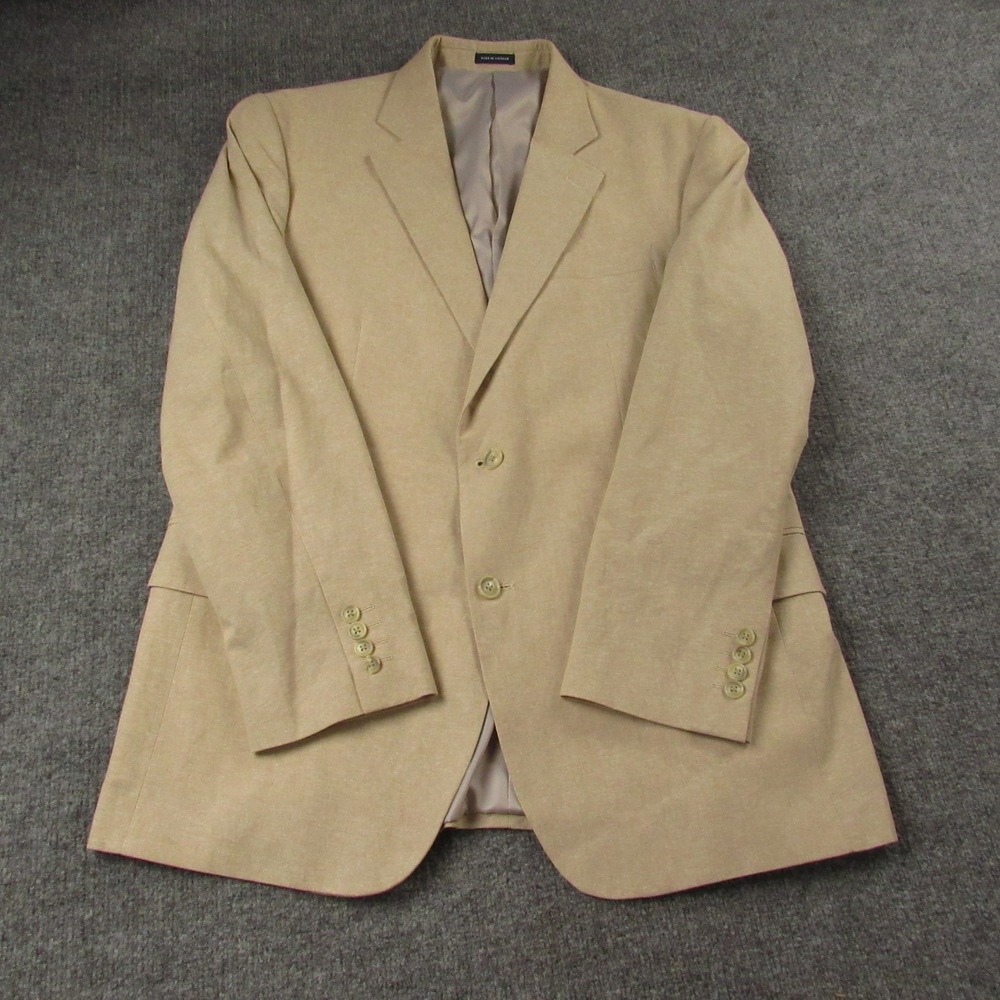 Stafford Blazer Mens 42 Regular Beige Classic Fit Linen Cotton Sport Coat Jacket